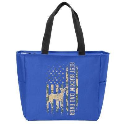 Best Buckin Dad Ever American Flag FatherS Day Cute Gift Zip Tote Bag
