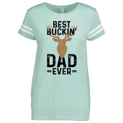 Best Buckin Dad Ever Deer Hunting Funny Deer Hunter Gift Enza Ladies Jersey Football T-Shirt