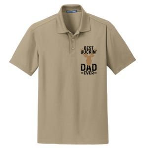 Best Buckin Dad Ever Deer Hunting Funny Deer Hunter Gift Dry Zone Grid Polo