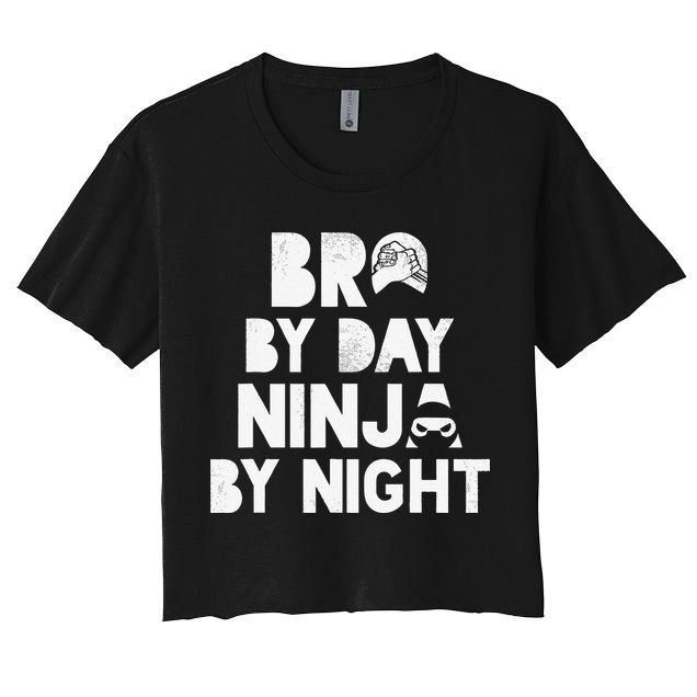 Bro By Day, Ninja By Night! Big & Little Brother Gift Tee Crop Top