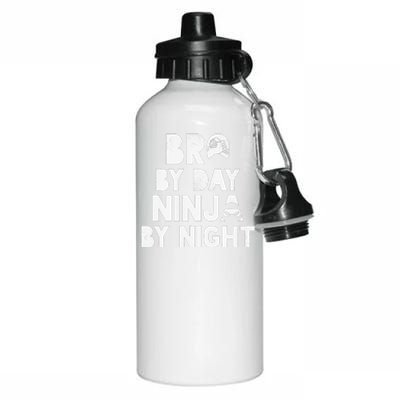 Bro By Day, Ninja By Night! Big & Little Brother Gift Tee Aluminum Water Bottle 