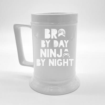 Bro By Day, Ninja By Night! Big & Little Brother Gift Tee Beer Stein