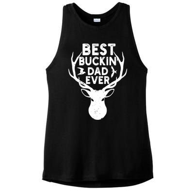 Best Buckin Dad Ever Fathers Day Deer Hunters Hunting Gift Ladies PosiCharge Tri-Blend Wicking Tank