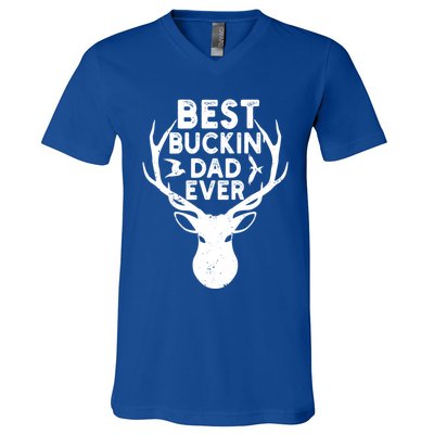 Best Buckin Dad Ever Fathers Day Deer Hunters Hunting Gift V-Neck T-Shirt