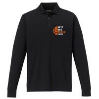 Best Basketball Dad Coach Ever Fathers Day Retro Bball Coach Performance Long Sleeve Polo