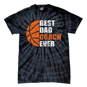 Best Basketball Dad Coach Ever Fathers Day Retro Bball Coach Tie-Dye T-Shirt