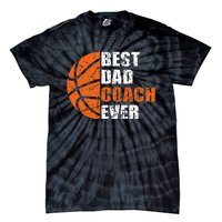 Best Basketball Dad Coach Ever Fathers Day Retro Bball Coach Tie-Dye T-Shirt