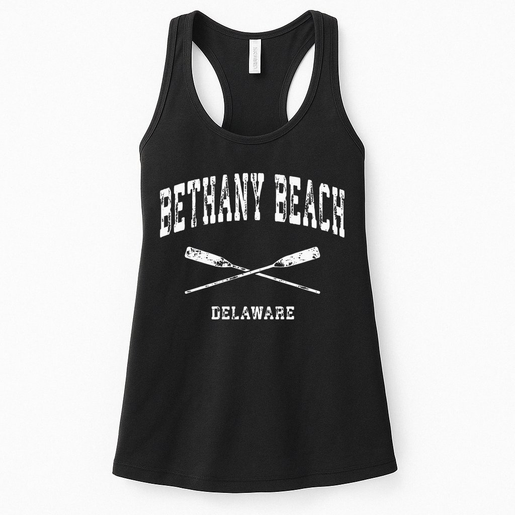 Bethany Beach Delaware Vintage Nautical Crossed Oars Womens Tank Top