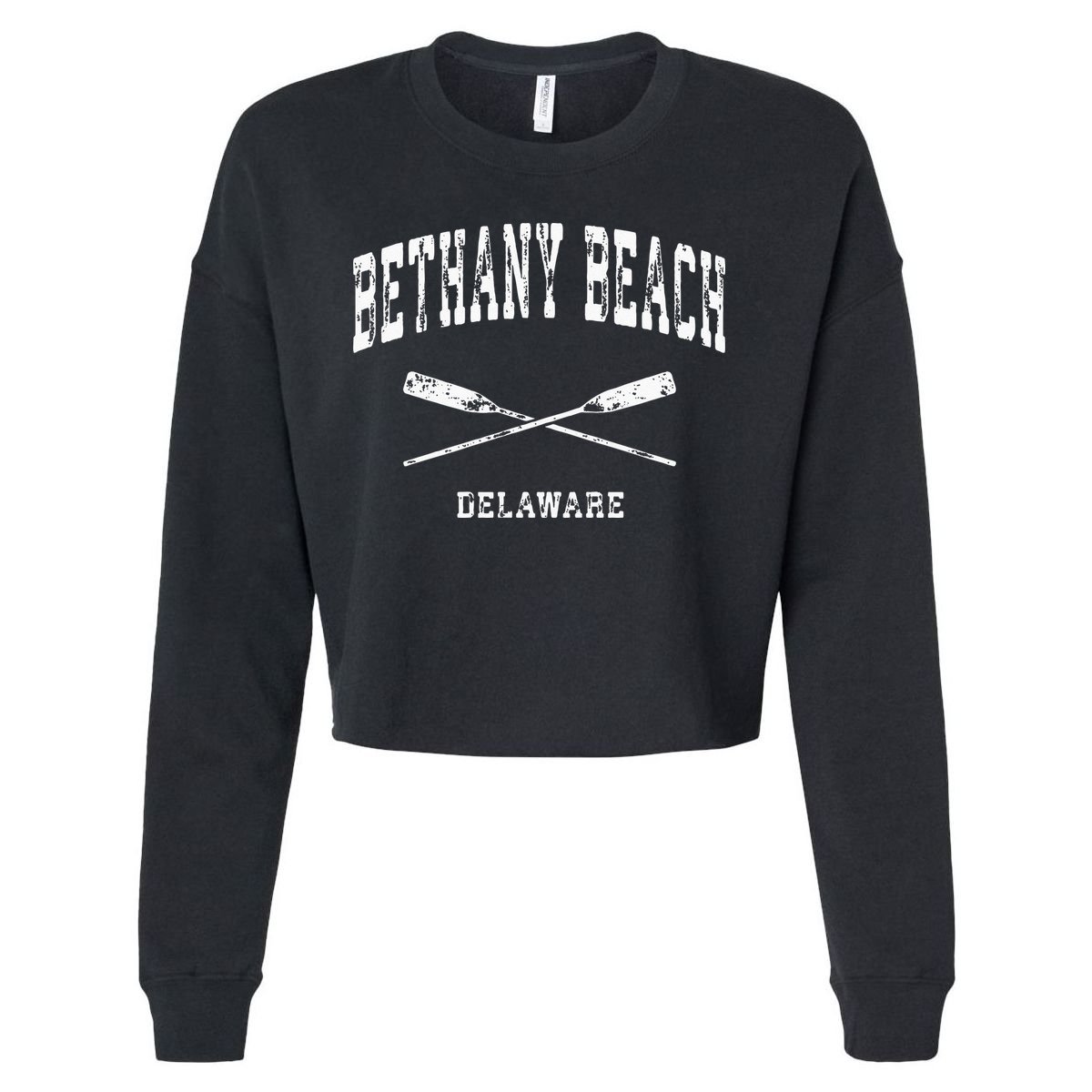 Bethany Beach Delaware Vintage Nautical Crossed Oars Cropped Pullover Crew