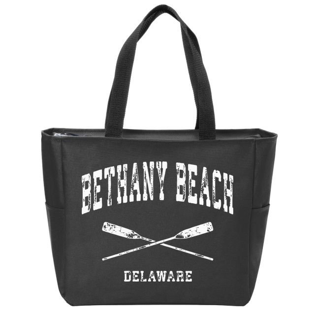 Bethany Beach Delaware Vintage Nautical Crossed Oars Zip Tote Bag