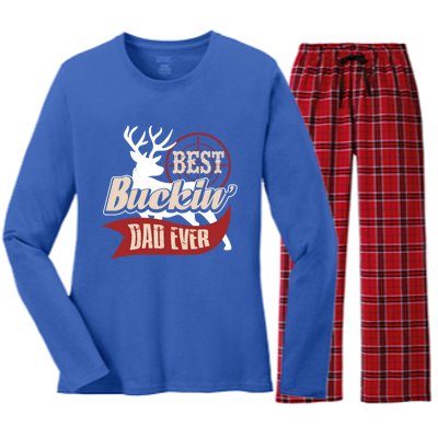 Best Buckin Dad Ever Hunting Gift Fathers Day Gift Idea Gift Women's Long Sleeve Flannel Pajama Set 