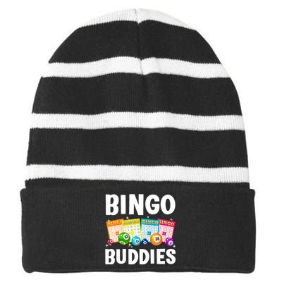 Bingo Buddies Design For Bingo Lover Bingo Player Striped Beanie with Solid Band