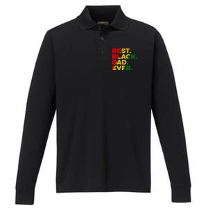 Best Black Dad Ever Gift Performance Long Sleeve Polo