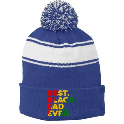 Best Black Dad Ever Gift Stripe Pom Pom Beanie