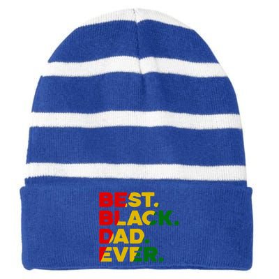 Best Black Dad Ever Gift Striped Beanie with Solid Band