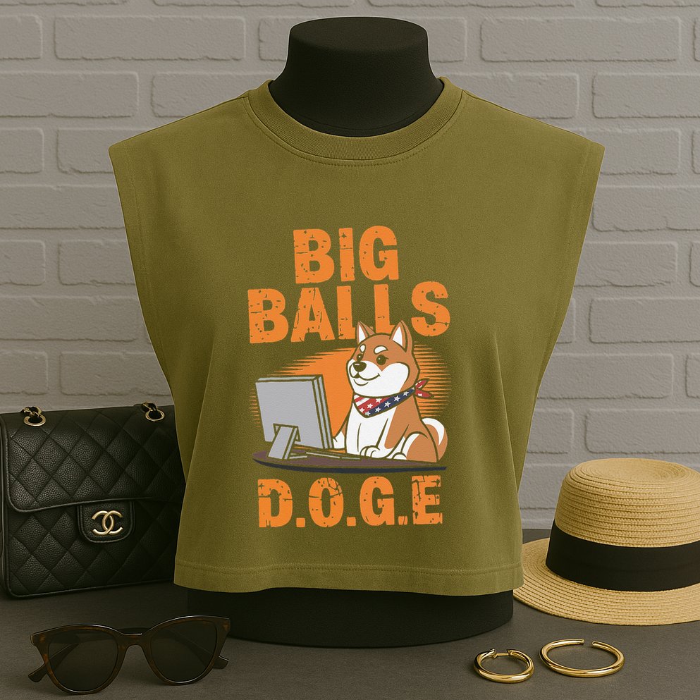 Big Balls D.O.G.E Doge Funny Garment-Dyed Women's Muscle Tee