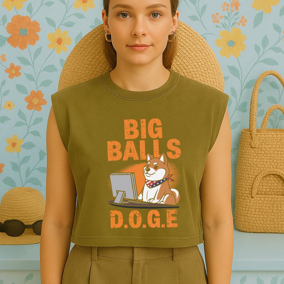Big Balls D.O.G.E Doge Funny Garment-Dyed Women's Muscle Tee