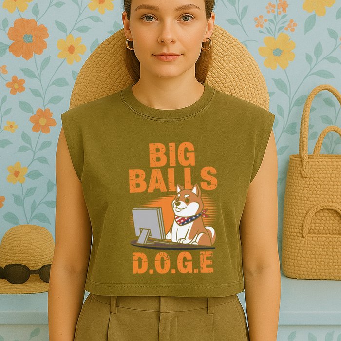 Big Balls D.O.G.E Doge Funny Garment-Dyed Women's Muscle Tee