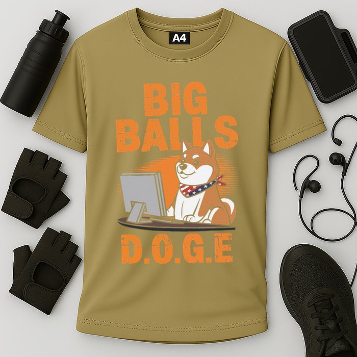 Big Balls D.O.G.E Doge Funny Cooling Performance Crew T-Shirt
