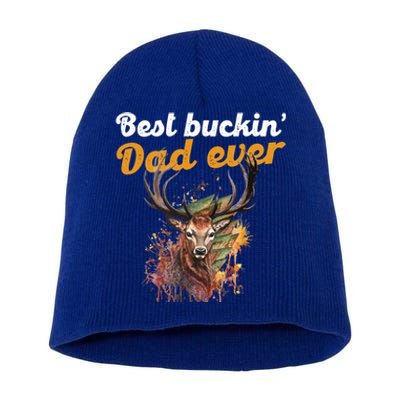 Best Buckin Dad Ever Gift Deer Hunters Gifgift Funny Gift Short Acrylic Beanie