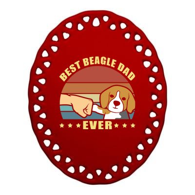 Best Beagle Dad Ever Dog Owner Father Funny Gift Ceramic Oval Ornament