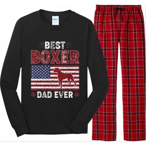 Best Boxer Dad Ever American Flag Dog Dad Long Sleeve Pajama Set