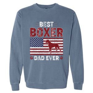 Best Boxer Dad Ever American Flag Dog Dad Garment-Dyed Sweatshirt