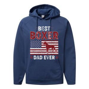 Best Boxer Dad Ever American Flag Dog Dad Performance Fleece Hoodie