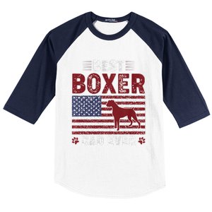 Best Boxer Dad Ever American Flag Dog Dad Baseball Sleeve Shirt