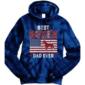 Best Boxer Dad Ever American Flag Dog Dad Tie Dye Hoodie