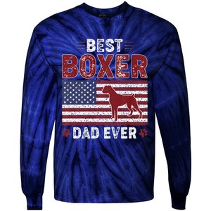 Best Boxer Dad Ever American Flag Dog Dad Tie-Dye Long Sleeve Shirt