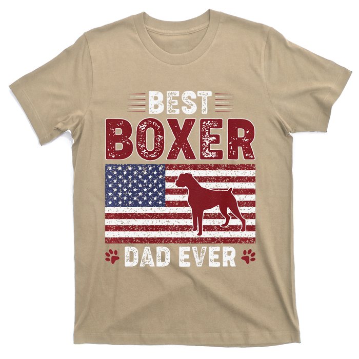 Best Boxer Dad Ever American Flag Dog Dad T-Shirt