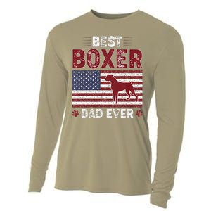 Best Boxer Dad Ever American Flag Dog Dad Cooling Performance Long Sleeve Crew