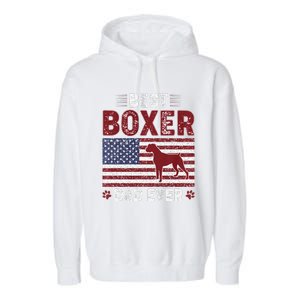 Best Boxer Dad Ever American Flag Dog Dad Garment-Dyed Fleece Hoodie