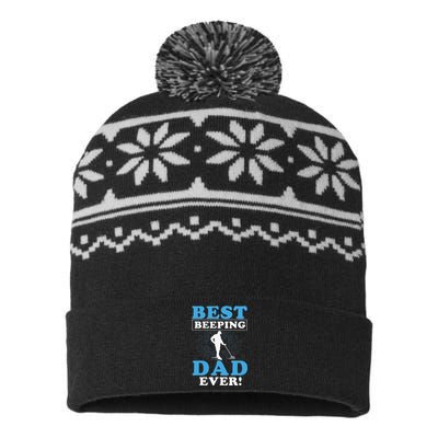 Best Beeping Dad Ever Father Metal Detecting Fathers Day USA-Made Snowflake Beanie