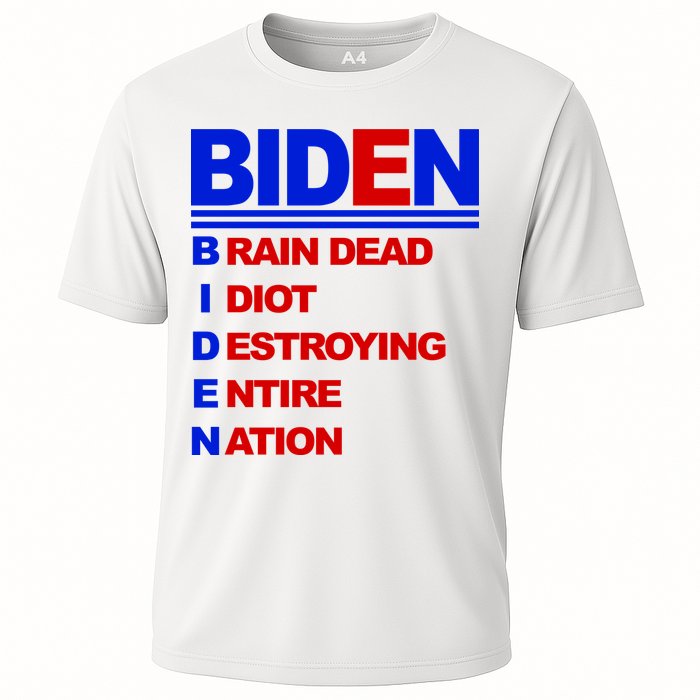 Biden Brain Dead Idiot Destroying Entire Nation Cooling Performance Crew T-Shirt