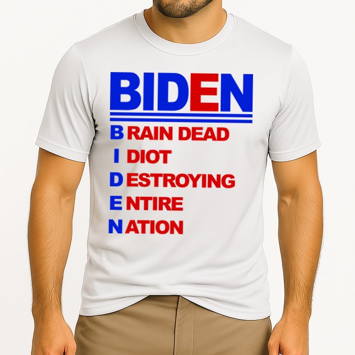 Biden Brain Dead Idiot Destroying Entire Nation Cooling Performance Crew T-Shirt