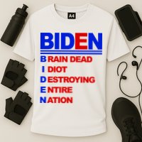 Biden Brain Dead Idiot Destroying Entire Nation Cooling Performance Crew T-Shirt