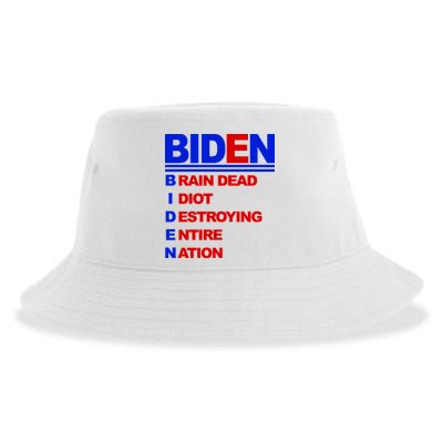 Biden Brain Dead Idiot Destroying Entire Nation Sustainable Bucket Hat