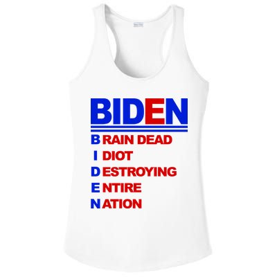Biden Brain Dead Idiot Destroying Entire Nation Ladies PosiCharge Competitor Racerback Tank