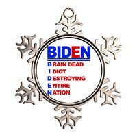 Biden Brain Dead Idiot Destroying Entire Nation Metallic Star Ornament