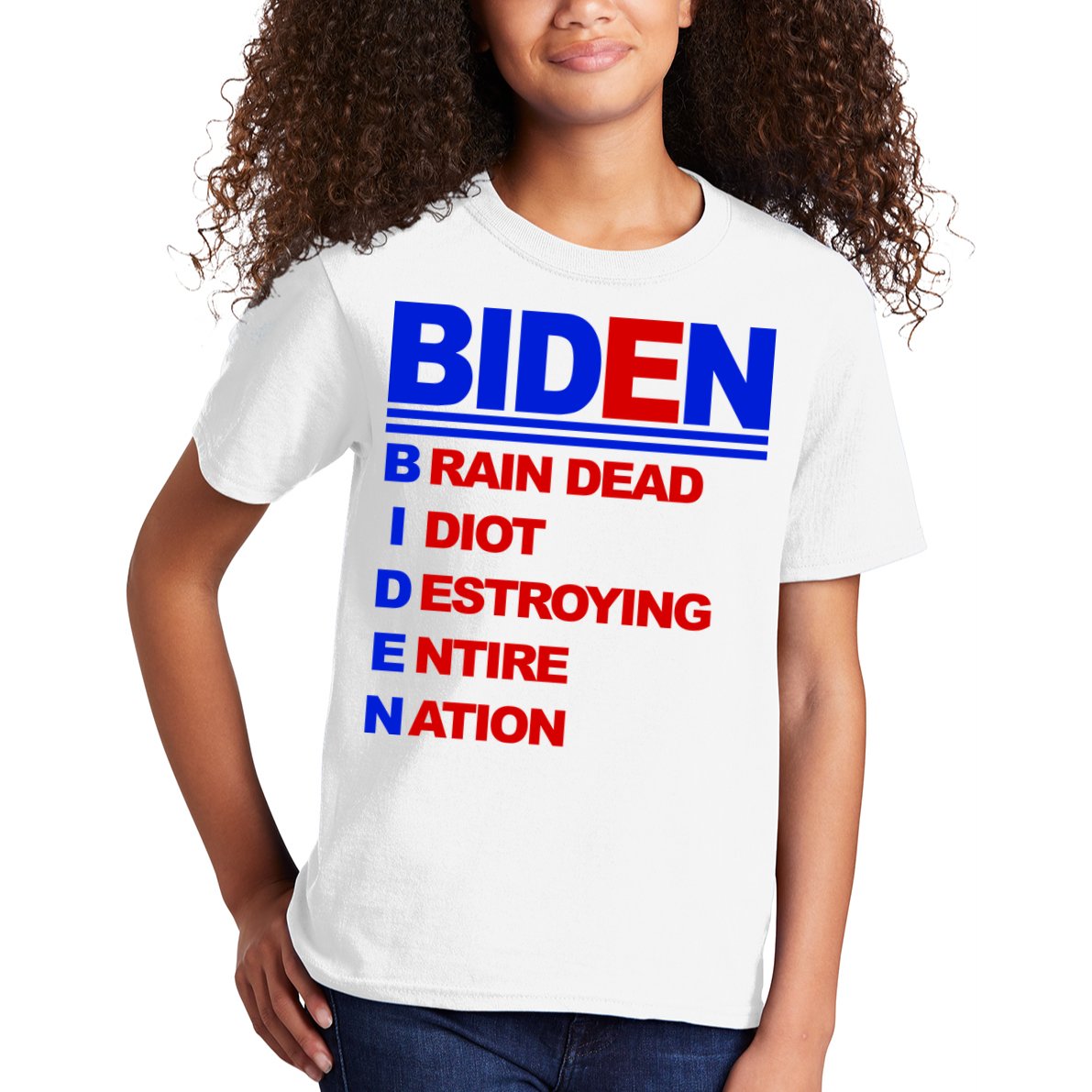 Biden Brain Dead Idiot Destroying Entire Nation Kids T-Shirt