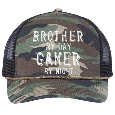 Brother By Day Gamer By Night Best Big Bro Gift For Brother Retro Rope Trucker Hat Cap