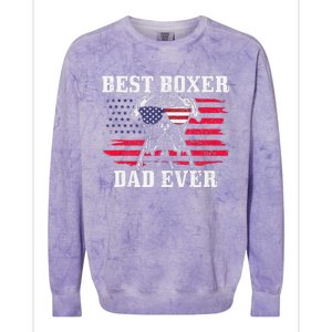 Best Boxer Dad Ever Dog Patriotic 4th Of July American Flag Colorblast Crewneck Sweatshirt