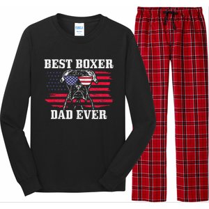 Best Boxer Dad Ever Dog Patriotic 4th Of July American Flag Long Sleeve Pajama Set