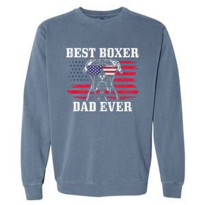 Best Boxer Dad Ever Dog Patriotic 4th Of July American Flag Garment-Dyed Sweatshirt