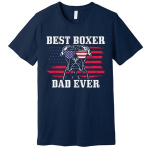 Best Boxer Dad Ever Dog Patriotic 4th Of July American Flag Premium T-Shirt