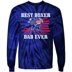 Best Boxer Dad Ever Dog Patriotic 4th Of July American Flag Tie-Dye Long Sleeve Shirt