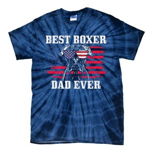 Best Boxer Dad Ever Dog Patriotic 4th Of July American Flag Tie-Dye T-Shirt