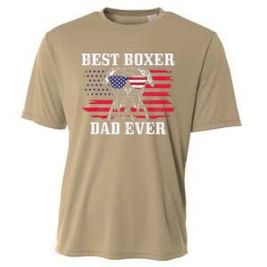 Best Boxer Dad Ever Dog Patriotic 4th Of July American Flag Cooling Performance Crew T-Shirt